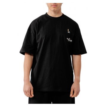 Tricou din bumbac cu croiala supradimensionata si imprimeu pe partea din spate God Smokes