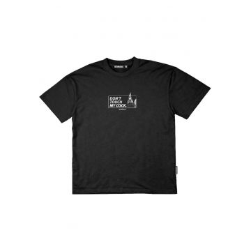 Tricou din bumbac cu croiala supradimensionata si imprimeu pe partea din spate