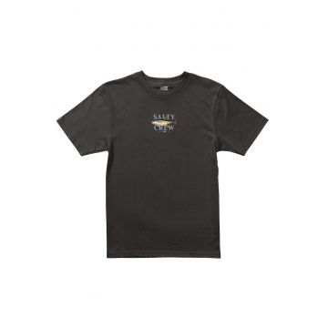 Tricou din bumbac cu decolteu la baza gatului si imprimeu grafic