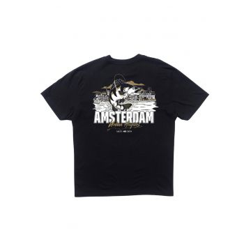 Tricou din bumbac cu imprimeu grafic decolorat frontal