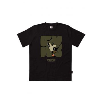 Tricou din bumbac cu imprimeu grafic si logo