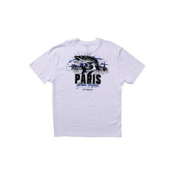 Tricou din bumbac cu imprimeu grafic si logo