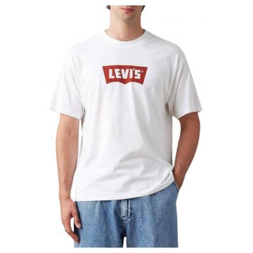 Tricou din bumbac cu imprimeu logo pe piept si croiala lejera