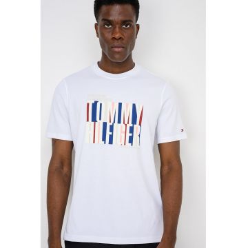 Tricou din bumbac cu imprimeu logo supradimensionat Split - Alb/Crem/Bleumarin