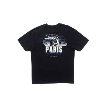 Tricou din bumbac cu maneci scurte si logo grafic