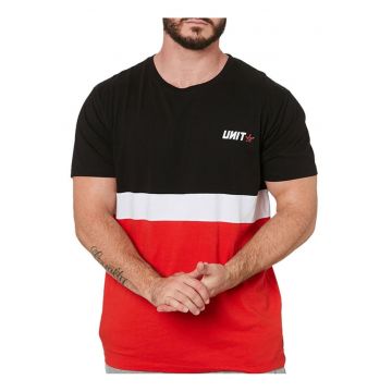 Tricou din bumbac cu model colorblock -