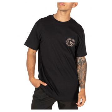 Tricou din bumbac cu model grafic si terminatii striate -