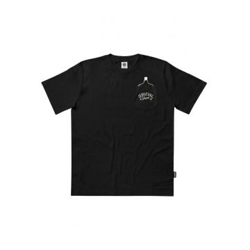Tricou din bumbac organic cu croiala dreapta si imprimeu pe partea din spate