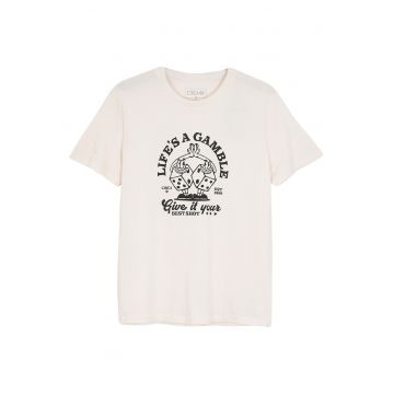 Tricou din bumbac organic cu imprimeu pe partea din fata
