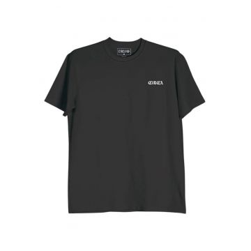 Tricou din bumbac organic pieptanat cu imprimeu pe partea din spate No Regret