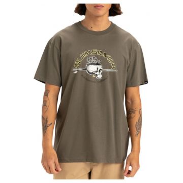 Tricou grafic din bumbac - Kaki inchis