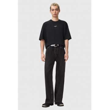 Tricou lejer din bumbac Mikro - Negru stins/Alb murdar