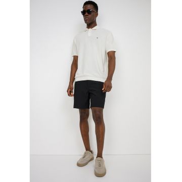 Tricou polo din bumbac organic cu detaliu cu logo discret - Alb fildes