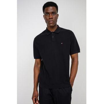 Tricou polo din bumbac organic cu detaliu cu logo discret - Negru