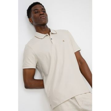 Tricou polo din bumbac pique - Bej