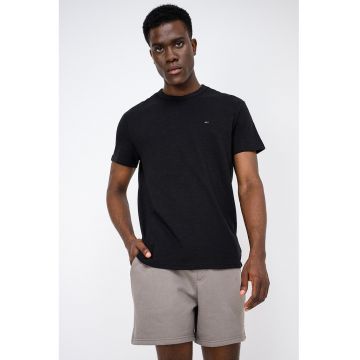 Tricou regular fit cu logo discret - Negru