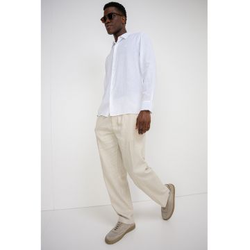 Tricou regular fit din in - Alb