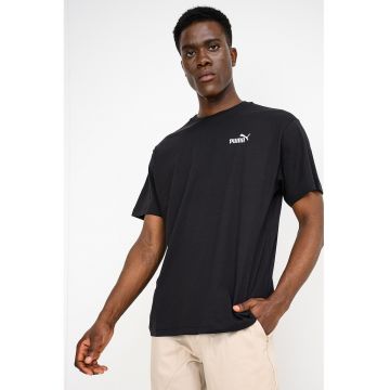 Tricou relaxed fit de bumbac cu logo pe piept Essential - Negru