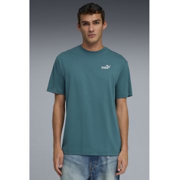 Tricou relaxed fit de bumbac cu logo pe piept Essential - Verde persan