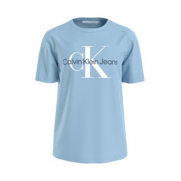Tricou slim-fit cu imprimeu logo - Albastru deschis