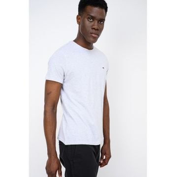 Tricou slim fit de bumbac - Gri deschis melange