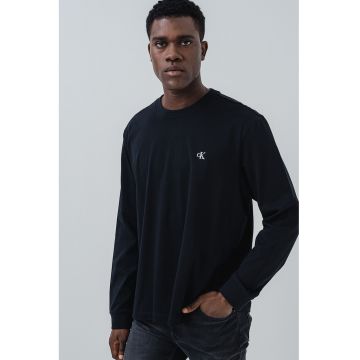 Bluza de bumbac cu logo discret - Negru