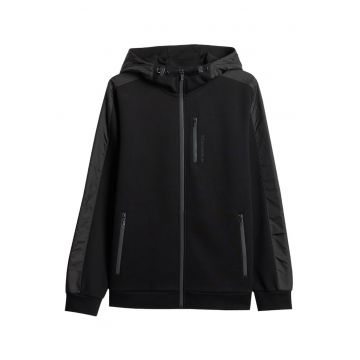 Hanorac barbati -  cu gluga - negru - bumbac - regular