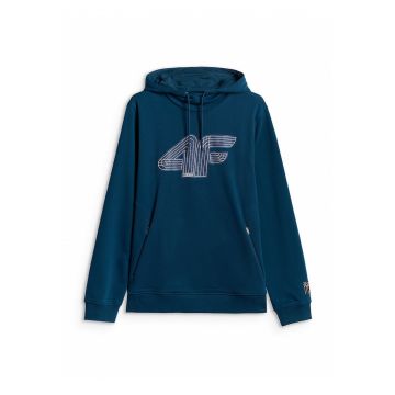 Hanorac sport barbatesc  regular fit - gluga ajustabila - turcoaz - bumbac|poliamida|elastan