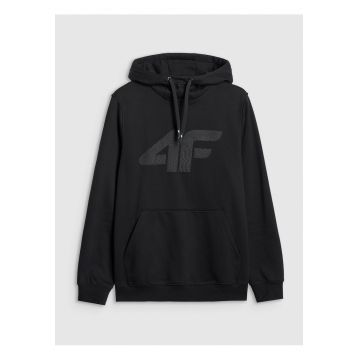 Hanorac sport barbati  negru - bumbac si poliester - croiala regular fit - gluga reglabila -