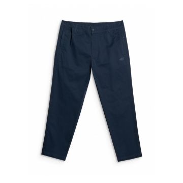 Pantaloni casual barbati  bumbac - talie medie - buzunare cu fermoar - Bleumarin