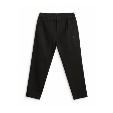 Pantaloni casual barbati  bumbac - talie medie - buzunare cu fermoar - Negru