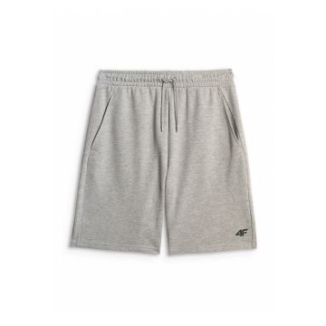 Pantaloni scurti sport  regular fit - gri - bumbac - cu talie ajustabila si buzunare laterale