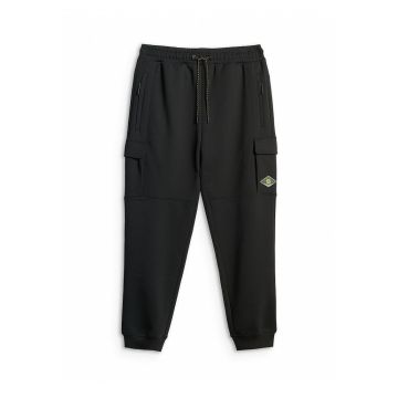 Pantaloni sport barbati -  cargo - talie reglabila - negru - material confortabil