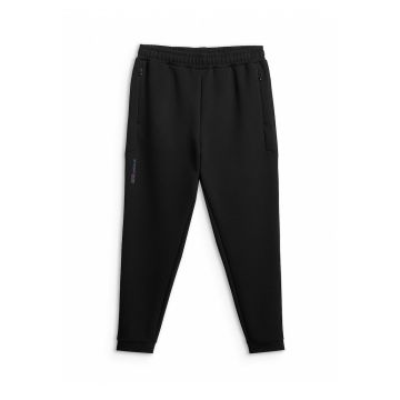 Pantaloni sport barbati -  jogger - negru - tricot moale - buzunare cu fermoar -