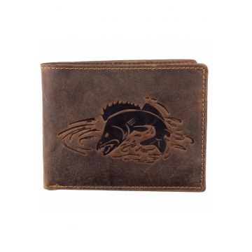 Portofel barbati piele naturala maro antichizat 12.5 x 9.5 x 2.5 cm - Zander -