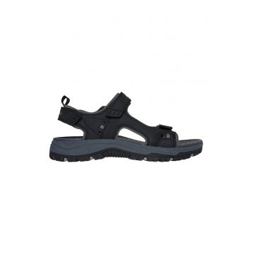 Sandale cu talpa plata si inchidere velcro Tresman-Hirano - Negru