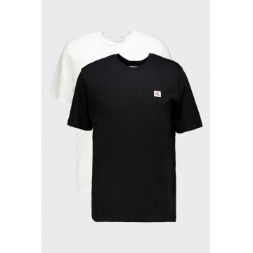 Set de tricouri din bumbac - 2 piese - Alb/Negru