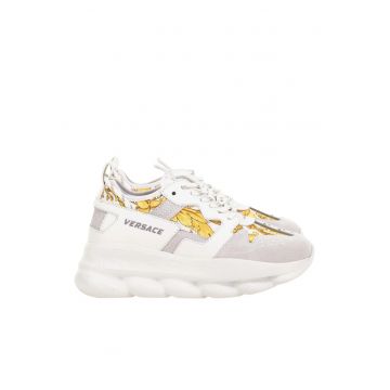 Sneakers barbati -  Chain Reaction V2 Barocco Print - Alb/Auriu