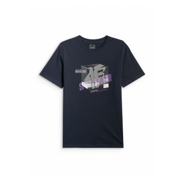 Tricou barbati -  imprimeu - bleumarin - bumbac