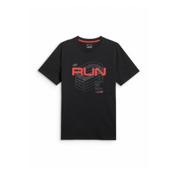 Tricou barbati  imprimeu distinctiv - croiala regular - negru - bumbac