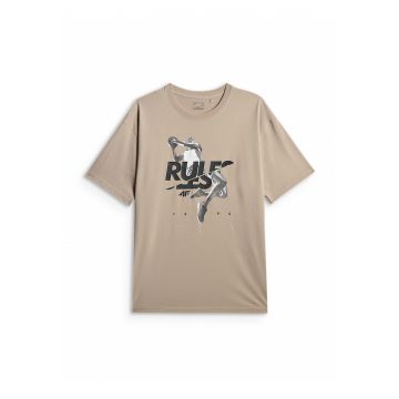 Tricou  barbati - lejer - 100% bumbac - bej - imprimeu - Bej