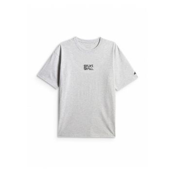Tricou barbati  lejer cu imprimeu - gri - 100% bumbac