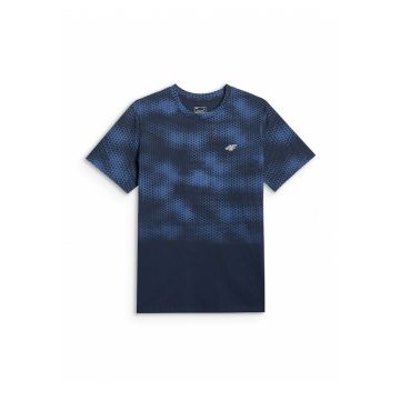 Tricou barbati  regular - cu imprimeu - bleumarin - din bumbac