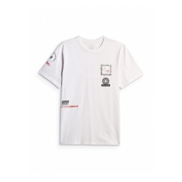 Tricou barbati  regular - imprimeu - alb - bumbac -