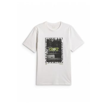 Tricou barbati  regular - imprimeu - alb - bumbac
