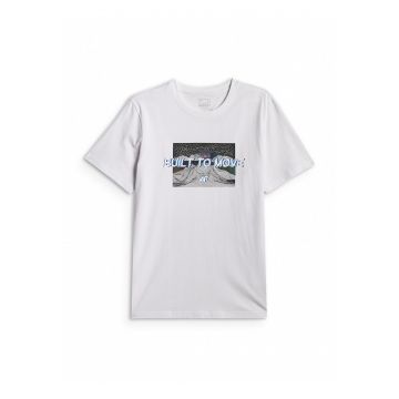 Tricou barbati  regular - imprimeu - alb - bumbac -