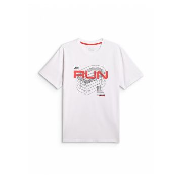 Tricou barbati  regular - imprimeu - alb - bumbac -