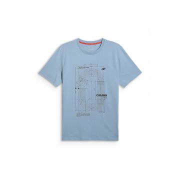 Tricou barbati  regular - imprimeu albastru - Albastru