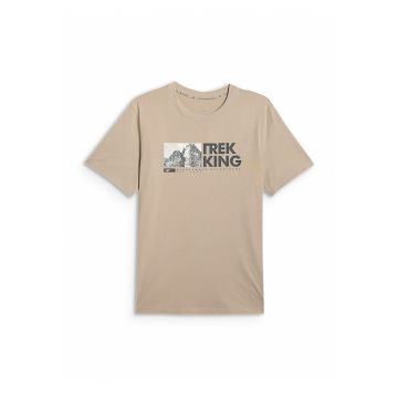 Tricou barbati  regular - imprimeu - bej - bumbac