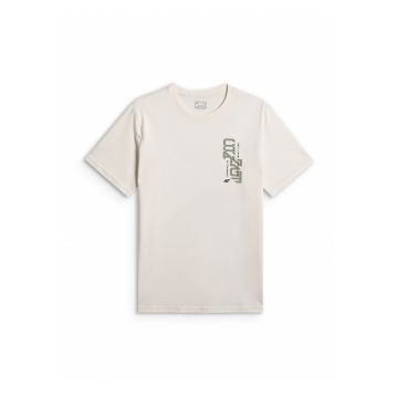 Tricou barbati  regular - imprimeu - bej - bumbac -